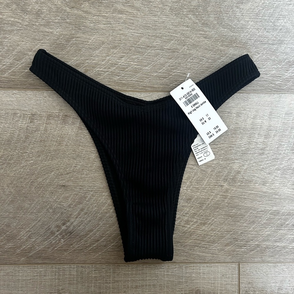 Hollister Black Ribbed Bikini Bottoms